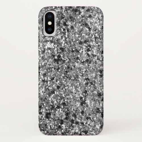 Elegant Black  Gray Faux Glitter iPhone X Case