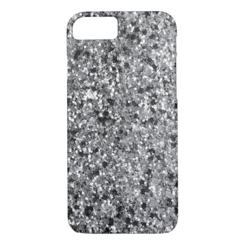 Elegant Black  Gray Faux Glitter GR 1 iPhone 87 Case