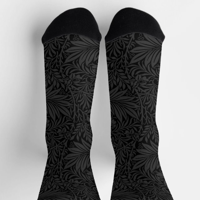 Elegant Black Gray Floral Pattern Socks (Top)