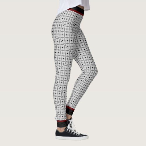 Elegant Black Gray Geometric Modern Pattern Leggings