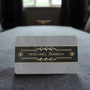 Elegant Black Gray Gold Art Deco Legal, Financial  Business Card