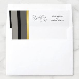 Elegant Black Gray Gold Script Wedding Envelope Liner