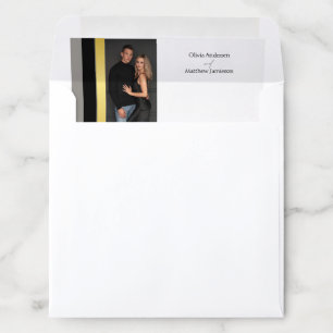 Elegant Black Gray Gold Square Photo Wedding Envelope Liner