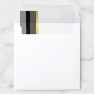 Elegant Black Gray Gold Square Stripe Wedding Envelope Liner