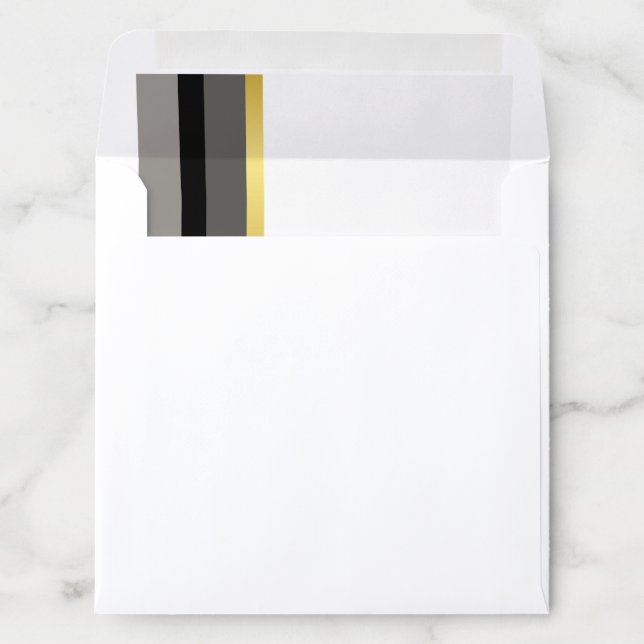 Elegant Black Gray Gold Square Stripe Wedding Envelope Liner (In Envelope)