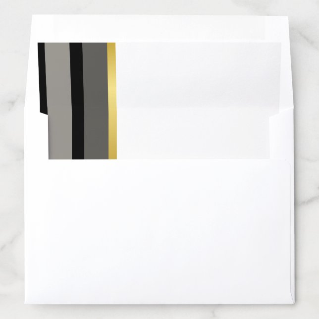 Elegant Black Gray Gold Stripe Wedding Envelope Liner (In Envelope)