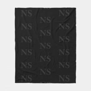 Elegant black &gray initial monogram fleece blanket