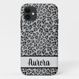 Elegant Black gray Leopard cheetah pattern iPhone 11 Case