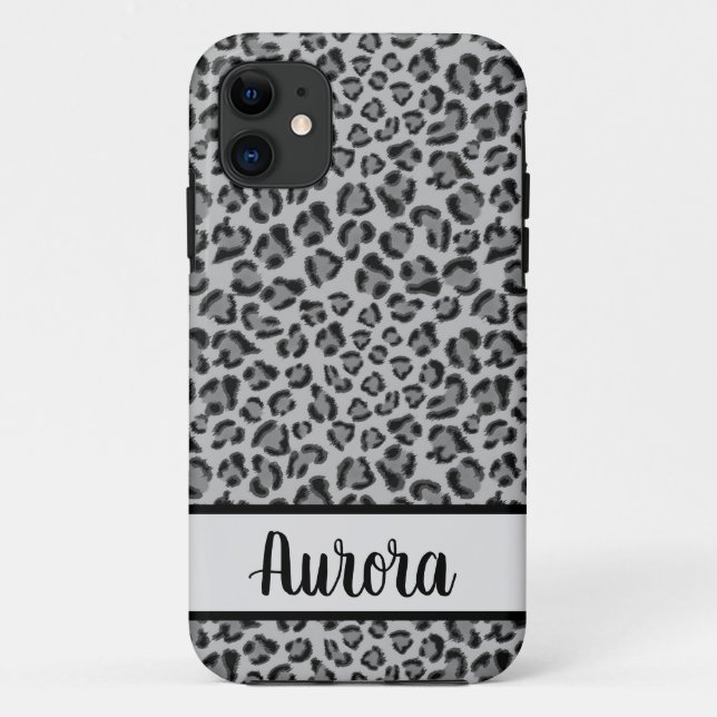Elegant Black gray Leopard cheetah pattern   Case-Mate iPhone Case (Back)