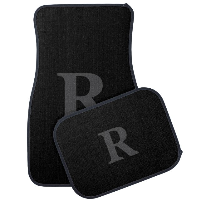 Elegant Black &gray Monogram  Car Floor Mat (Set)