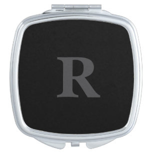 Elegant Black &gray Monogram  Compact Mirror