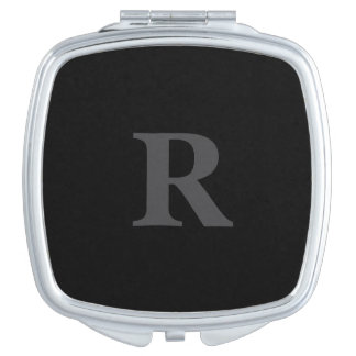 Elegant Black &gray Monogram  Compact Mirror