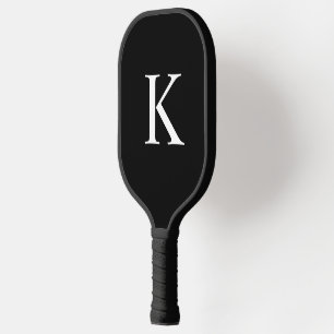 Elegant black &gray monogram initial pickleball paddle