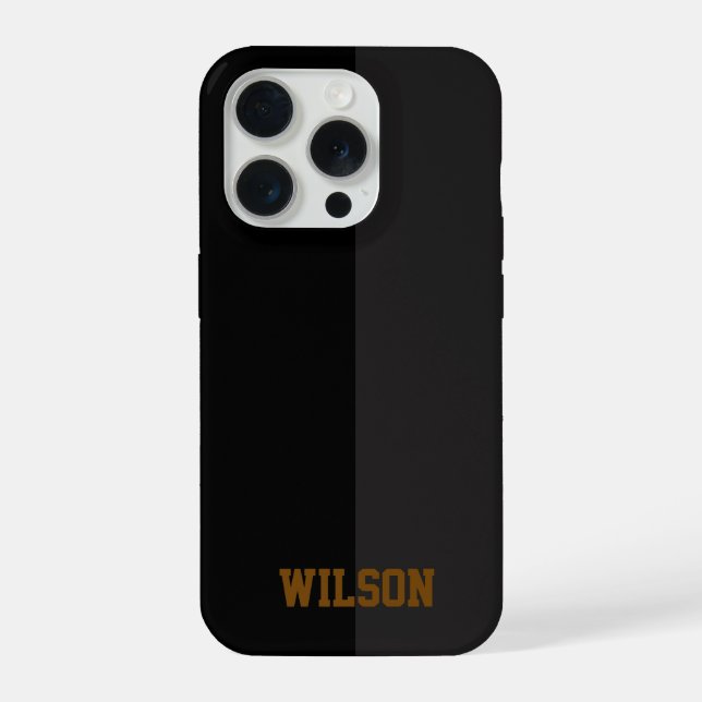 Elegant black &gray monogram name Phone Case (Back)