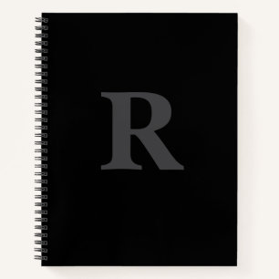 Elegant Black &gray Monogram Notebook