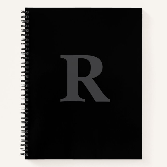 Elegant Black &gray Monogram  Notebook (Front)
