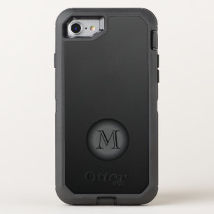 Elegant Black Gray Monogram OtterBox Defender iPhone SE/8/7 Case