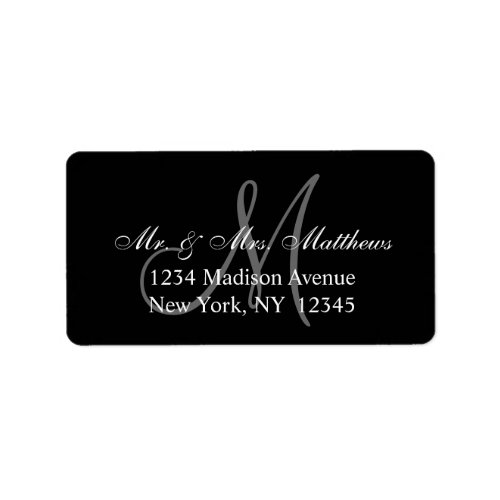 Elegant Black Gray Monogram Wedding Label