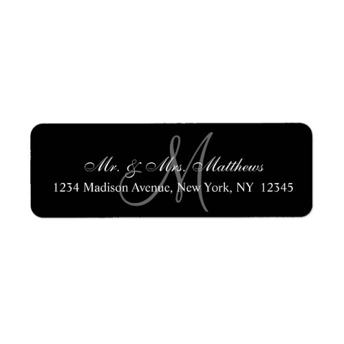 Elegant Black Gray Monogram Wedding Label