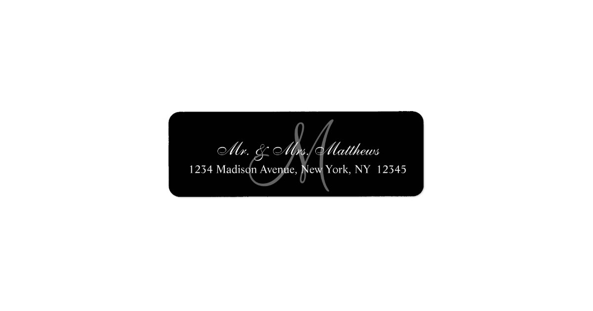 Elegant Black Gray Monogram Wedding Label | Zazzle