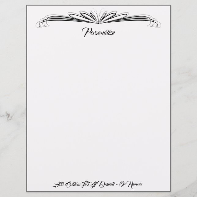 Elegant Black & Gray Ornamental Writing Paper (Front)