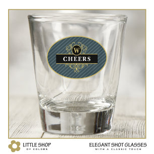 Elegant Black Gray Pinstripe Personalized Shot Glass