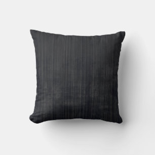 Elegant Black Gray rustic fiber striped abstract Throw Pillow