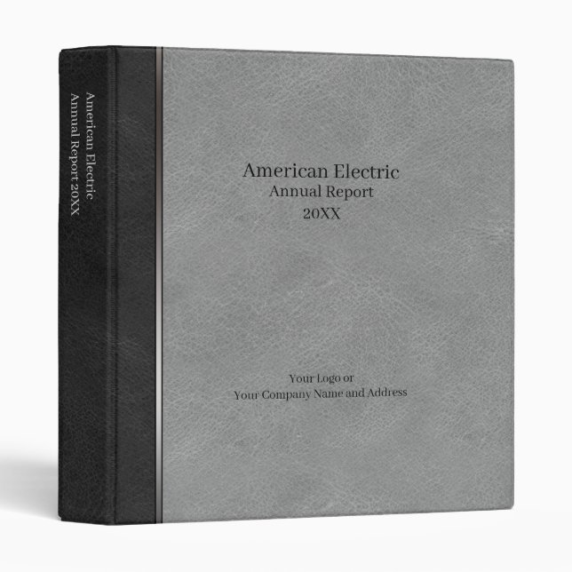 Elegant Black Gray Silver Faux Leather 3 Ring Binder (Front/Spine)