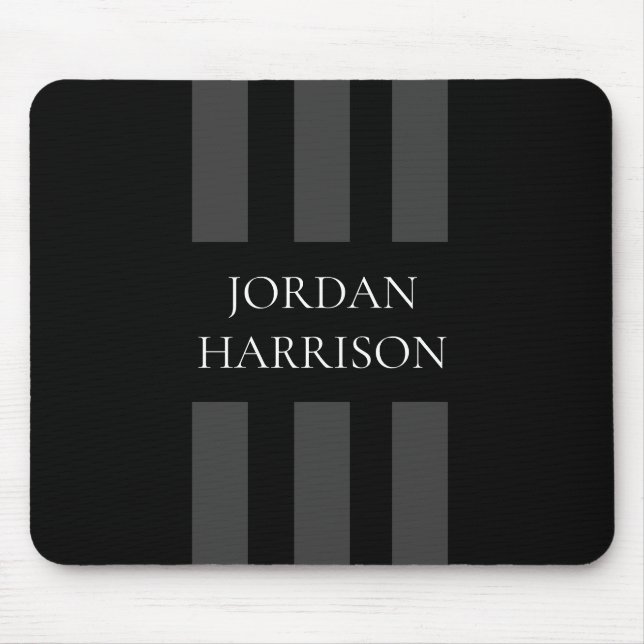 Elegant Black Gray Stripes Logo mouse pad (Front)