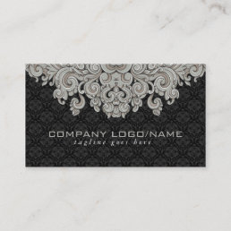 Elegant Black &amp; Gray  Vintage Floral Damasks 2 Business Card
