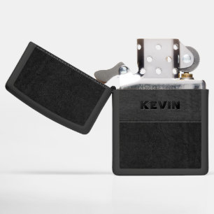 Elegant Black & Gray Vintage Leather Zippo Lighte Zippo Lighter