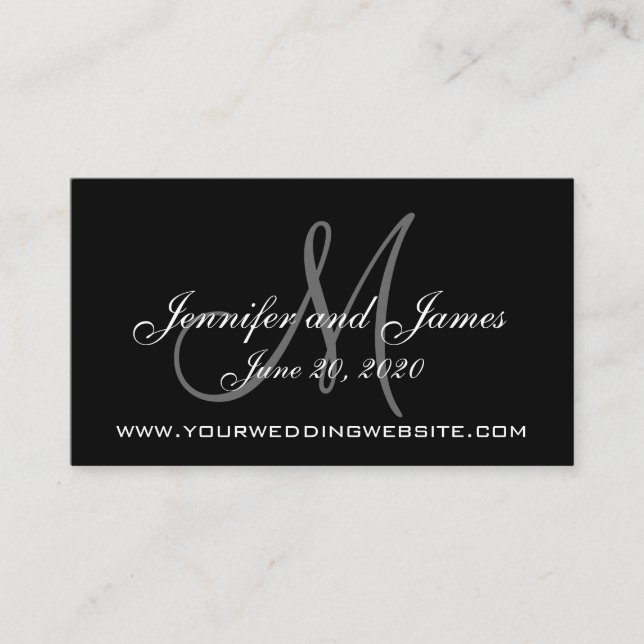 Elegant Black Gray Wedding Website Card (Front)