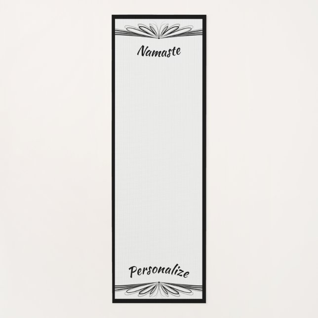 Elegant Black Gray Zen Yoga Namaste Personalized Yoga Mat (Front)