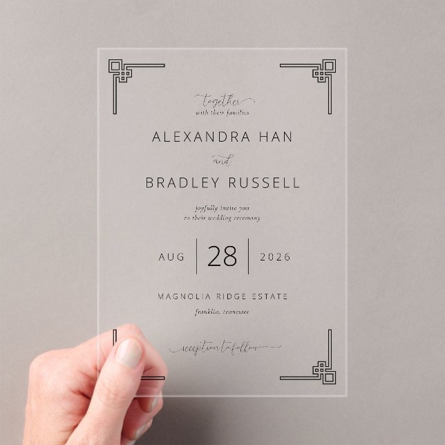 Elegant Black Greek Key Wedding Invitation (Insitu (Handheld))