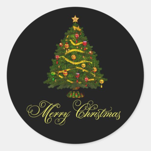 Elegant Black Green Christmas Tree Stickers