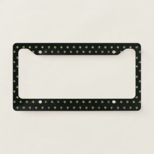 Elegant Black Green Diamond Gem Stars Glam Unique License Plate Frame