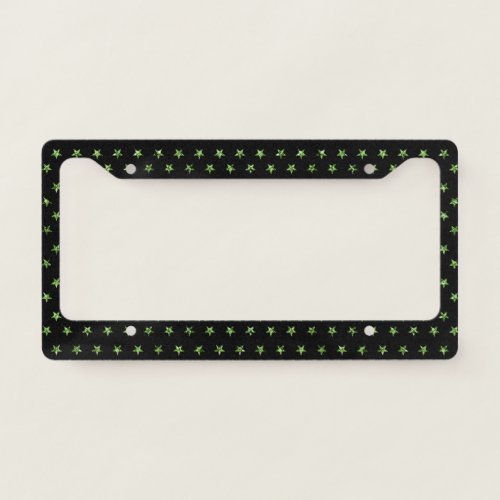 Elegant Black Green Diamond Gem Stars Glam Unique  License Plate Frame