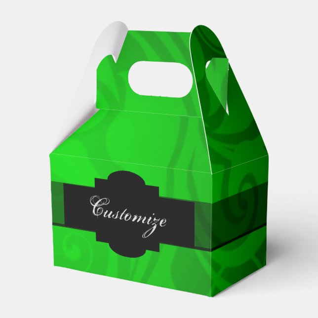 Elegant Black & Green Gable Favor Box (Front Side)