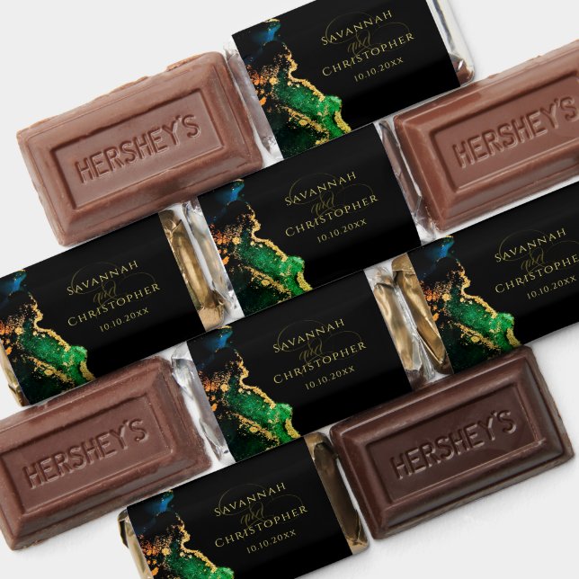 Elegant Black Green Gold Wedding Hershey's Miniatures (Assorted)