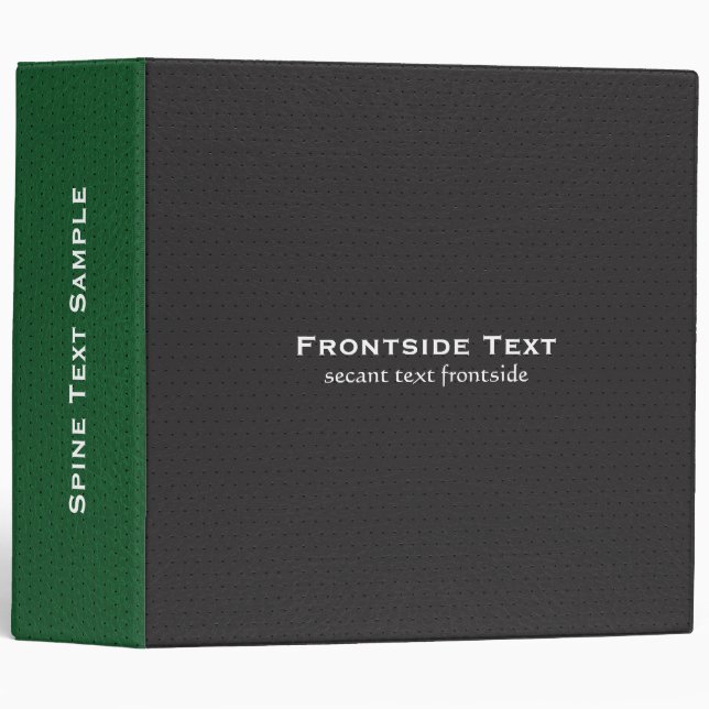 Elegant Black & Green Leather Texture Print 3 Ring Binder (Front/Spine)