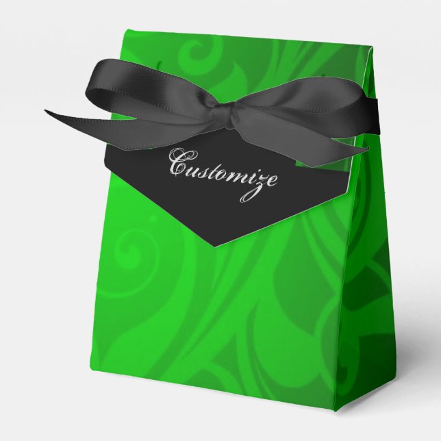 Elegant Black & Green Tent Favor Box (Front Side)