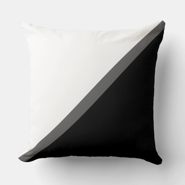 Elegant Black Grey and White Throw Pillow (Front)