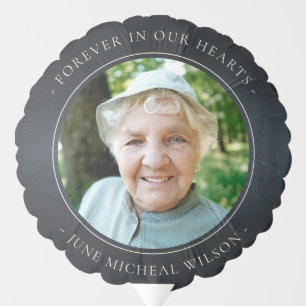 Elegant Black Grey Foil Sympathy Memorial Photo Balloon