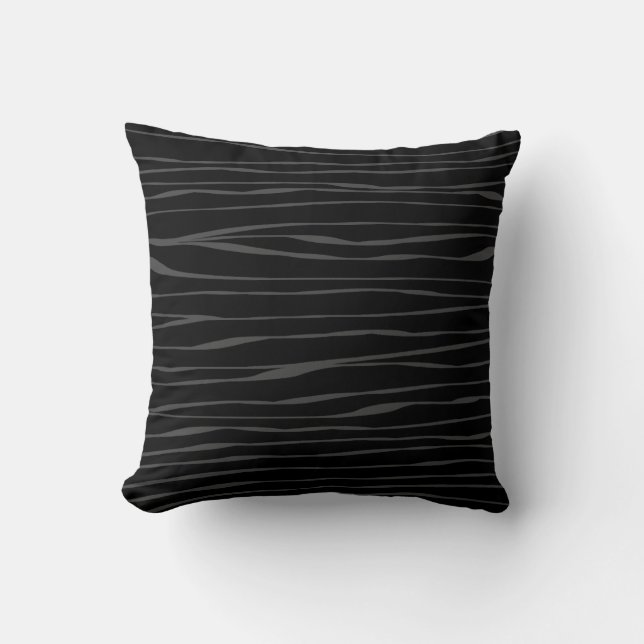 Elegant Black Grey Modern Abstract Zebra Throw Pillow (Front)
