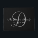 Elegant Black Grey Monogram Name Newlyweds Wedding Doormat<br><div class="desc">Personalized black and white and grey monogram design with bride and groom last name and wedding date on a black background. Makes a unique and great gift for newlyweds. Great for new house together. Customize with your name,  monogram initial and wedding date and colors. Elke Clarke©</div>