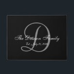 Elegant Black Grey Monogram Name Newlyweds Wedding Doormat<br><div class="desc">Personalized black and white and grey monogram design with bride and groom last name and wedding date on a black background. Makes a unique and great gift for newlyweds. Great for new house together. Customize with your name,  monogram initial and wedding date and colors. Elke Clarke©</div>