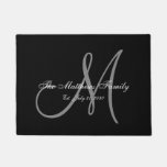 Elegant Black Grey Monogram Name Newlyweds Wedding Doormat at Zazzle