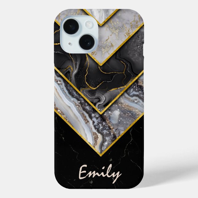 Elegant black grey unique geometric Case-Mate iPhone case (Back)