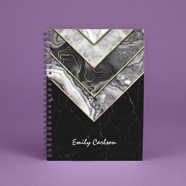 Elegant black grey unique geometric sketchbook notebook (Creator Uploaded)