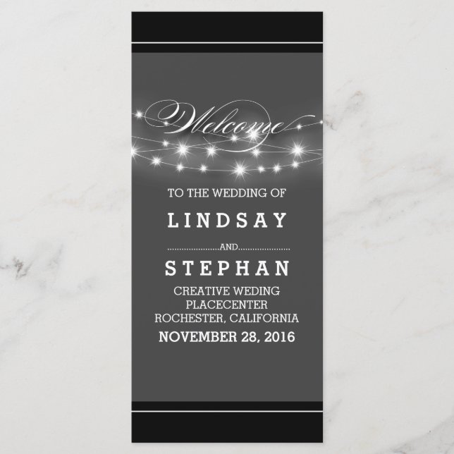 elegant black grey white wedding programs (Front)